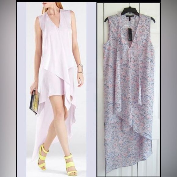 BCBGMAXARZRIA TARA Polka Dot Cascading Ruffles Sleeveless Hi Lo Maxi Dress. XS - Picture 1 of 10
